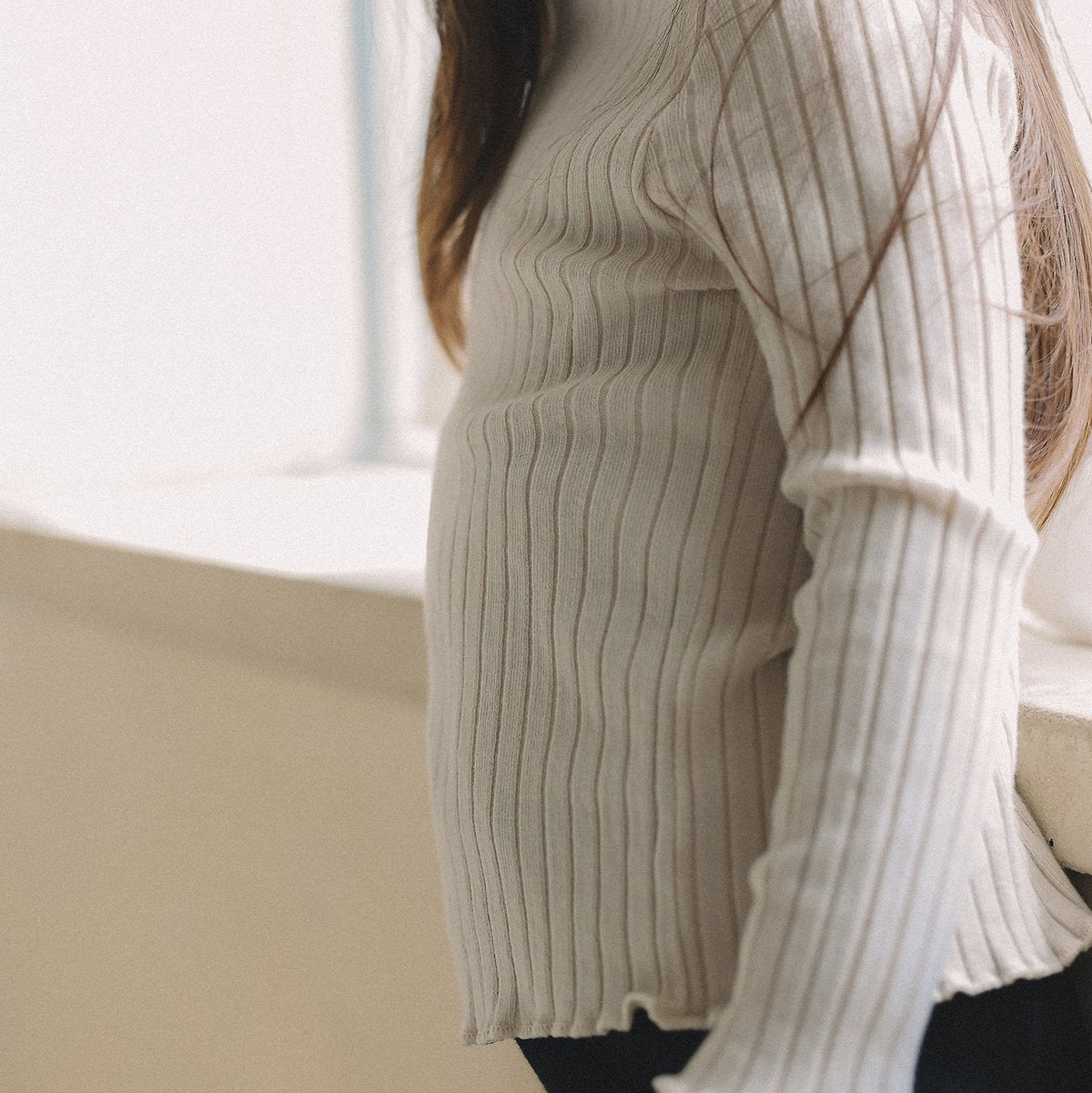 Mock Neck Ribbed Tee